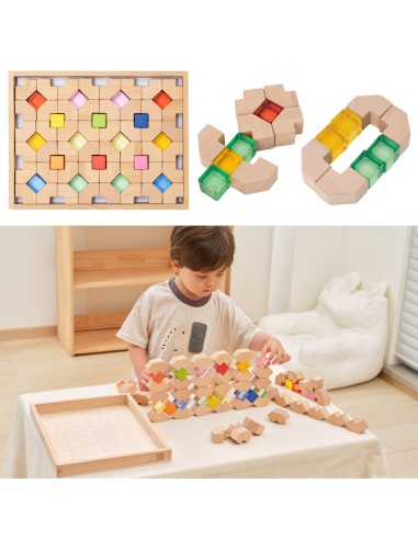 VIGA Wooden Acrylic Light Blocks 66 pcs.