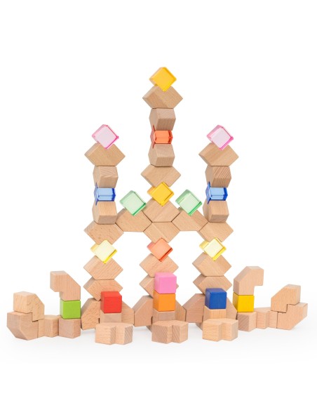 VIGA Wooden Acrylic Light Blocks 66 pcs.