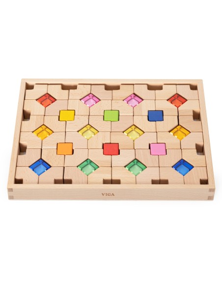 VIGA Wooden Acrylic Light Blocks 66 pcs.