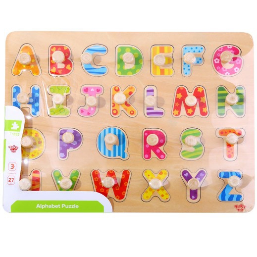 TOOKY TOY Puzzle Układanka Montessori z Pinezkami Alfabet