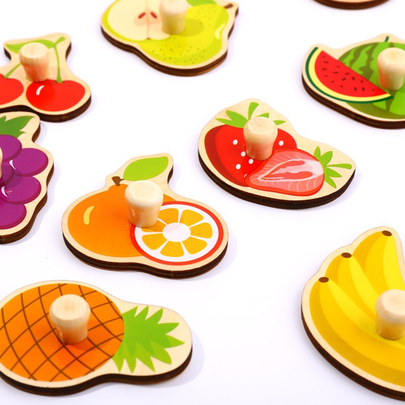 Puzzle układanka montessori z pinezkami owoce