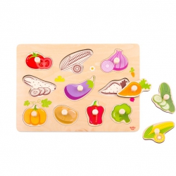 TOOKY TOY Puzzle Drewniane Układanka Z Pinezkami Warzywa