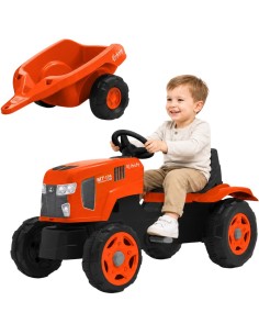 FALK pedalinis traktorius Kubota su priekaba ir atsidarančiu variklio gaubtu 2-6 m.