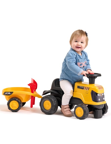 FALK Ride-on JCB Fastrac Tractor with Trailer and Accessories Silent Wheels