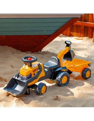 FALK Ride-on JCB Tractor with Trailer and Accessories Silent Wheels 1-3 Years