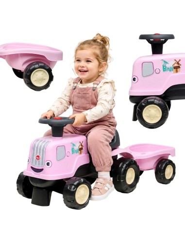 Ride-on Tractor with Trailer Pink Birdy Farm FALK - Toy 1+