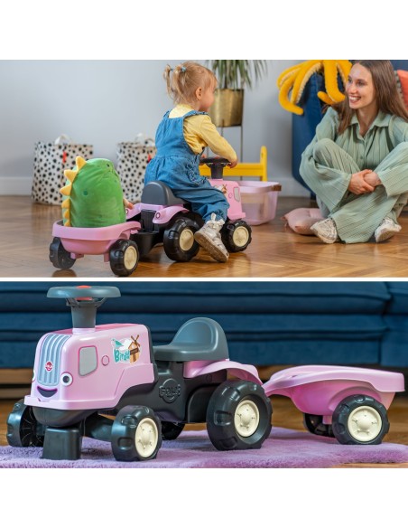 Ride-on Tractor with Trailer Pink Birdy Farm FALK - Toy 1+