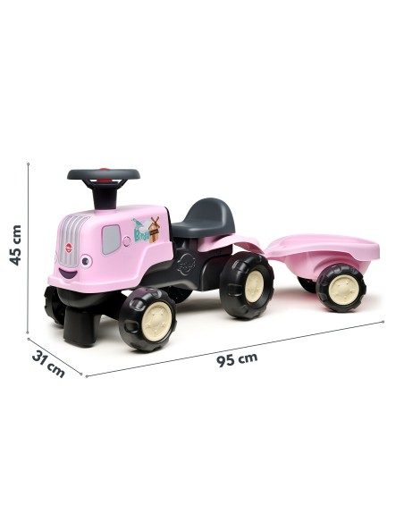 Ride-on Tractor with Trailer Pink Birdy Farm FALK - Toy 1+