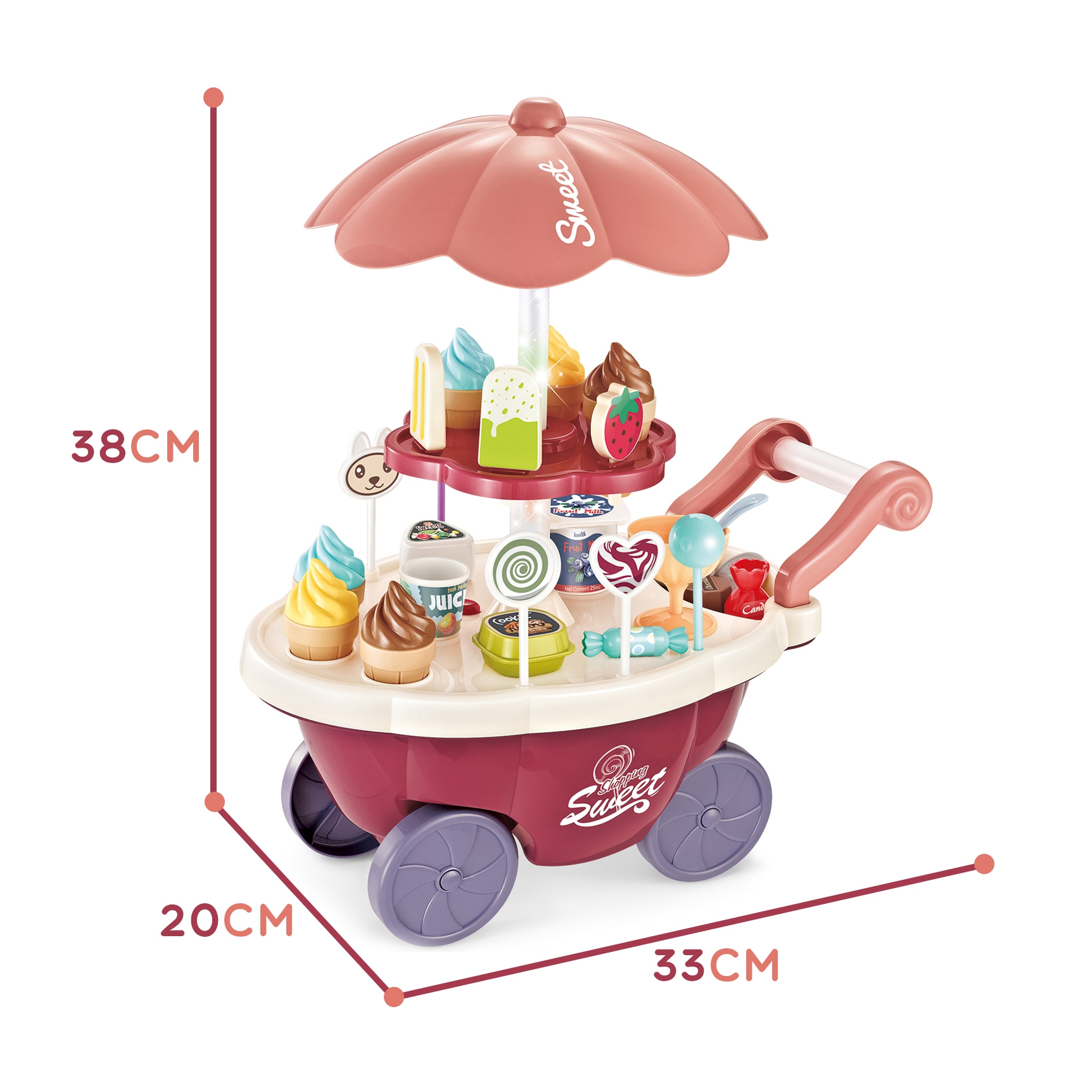 Sklep food truck cukiernia wózek stoisko z lodami słodyczami dźwięk światło + 36 akc