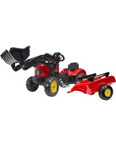 Traktor-Koparka Supercharger Czerwona z Przyczepą Falk - Od 2 Lat 2