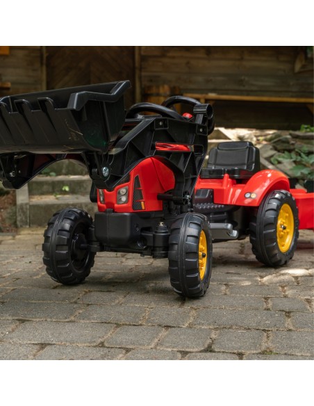 Traktor-Koparka Supercharger Czerwona z Przyczepą Falk - Od 2 Lat