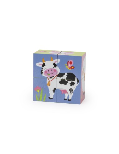 VIGA Drewniana Układanka Puzzle Farma - 4 Klocki Edukacyjne