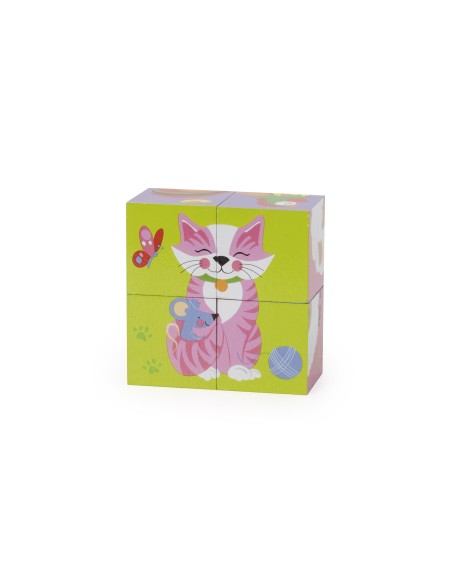 VIGA Wooden Farm Puzzle - 4 Educational Blocks