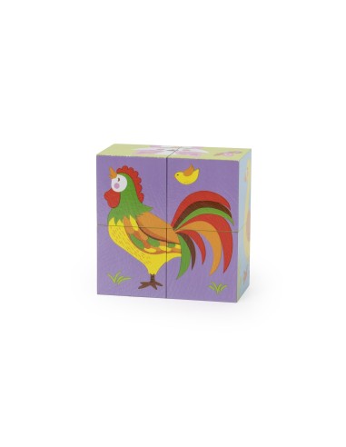 VIGA Wooden Farm Puzzle - 4 Educational Blocks