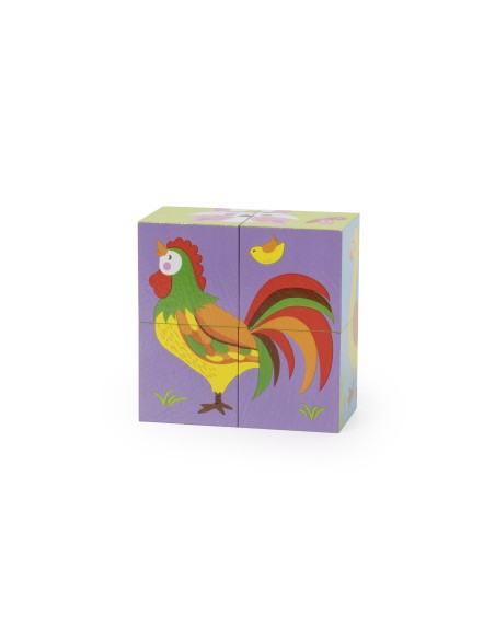 VIGA Wooden Farm Puzzle - 4 Educational Blocks