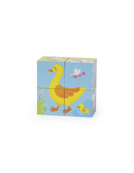 VIGA Drewniana Układanka Puzzle Farma - 4 Klocki Edukacyjne