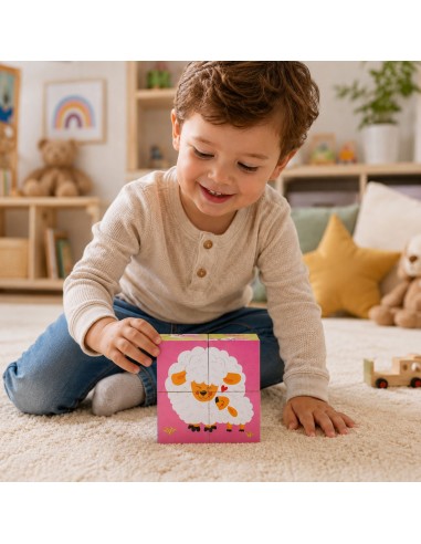 VIGA Wooden Farm Puzzle - 4 Educational Blocks