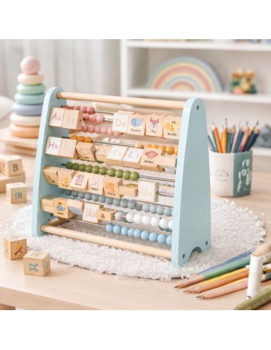 TOOKY TOY Liczydło Dwustronne Alfabet z Obrazkami - Zabawka edukacyjna