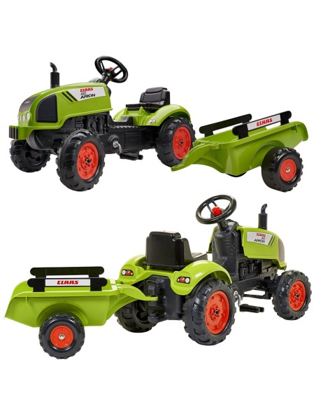 FALK Claas Green Pedal Tractor with Trailer for Children