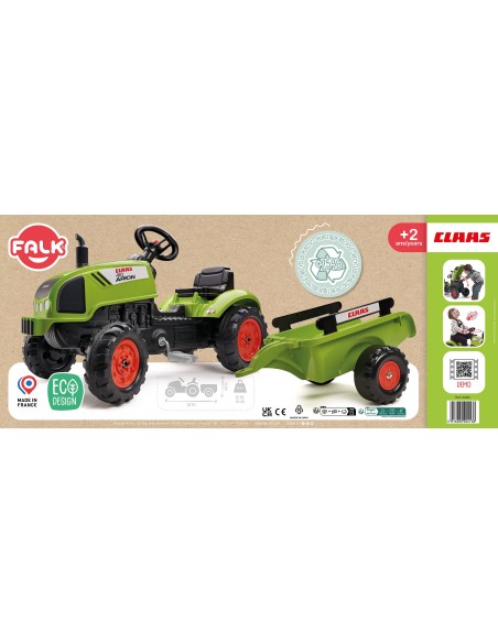 FALK Claas Green Pedal Tractor with Trailer for Children
