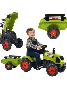 FALK traktoriukas Claas žalias su pedalais, garsinis signalas, priekaba 2–5 metai