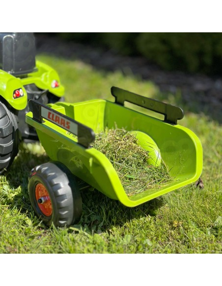 FALK Mini-Traktor Claas Grün auf Pedalen mit Anhänger für Kinder