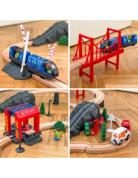 Woopie Fire Department Wooden Train – Electric, Sound Effects