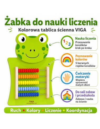 Wooden manipulation board with a Viga frog abacus - Montessori learning
