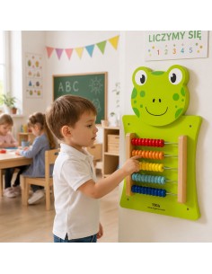 Wooden manipulation board with a Viga frog abacus - Montessori learning 2