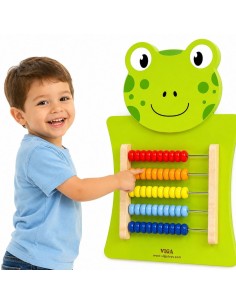 Wooden manipulation board with a Viga frog abacus - Montessori learning 2