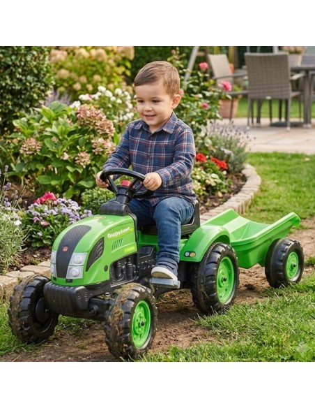 FALK Country Farmer Pedal Tractor Green 2-5 Years with Trailer