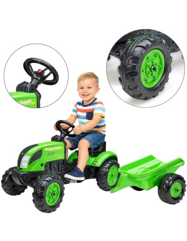 FALK Country Farmer Pedal Tractor Green 2-5 Years with Trailer
