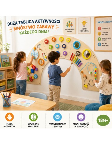 Sensorinė manipuliacinė sieninė lenta „Łuk Montessori“ Viga – Montessori rinkinys