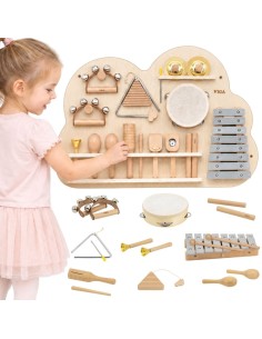 VIGA Wooden Music Board with 12 Percussion Instruments