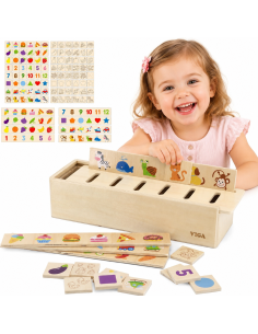 Wooden VIGA Sorter: Animals, Fruits, Vegetables Montessori