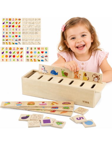 Holzsortierer VIGA: Tiere, Obst, Gemüse (Montessori)