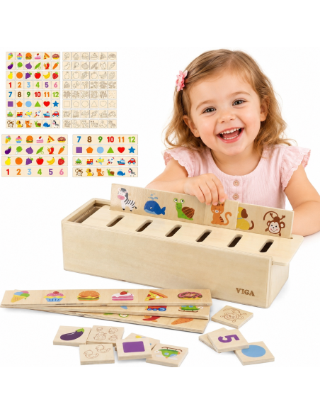 Holzsortierer VIGA: Tiere, Obst, Gemüse (Montessori)