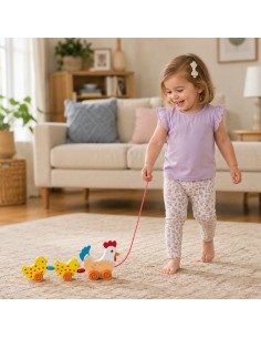 VIGA traukimo rinkinys su vištute ir viščiukais 36 cm – smagiai! 2
