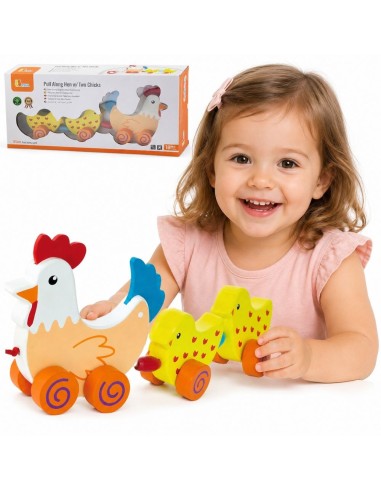 VIGA traukimo rinkinys su vištute ir viščiukais 36 cm – smagiai!
