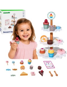 TOOKY TOY Patera Słodkości Drewniany Stojak Babeczki Ciasta 2