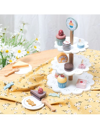 TOOKY TOY Sweets Platter Wooden Stand for Cupcakes and Cakes