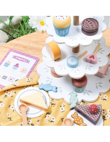 TOOKY TOY Sweets Platter Wooden Stand for Cupcakes and Cakes