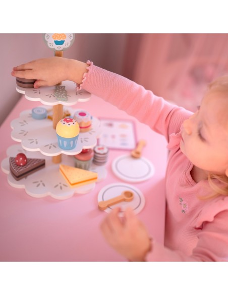 TOOKY TOY Sweets Platter Wooden Stand for Cupcakes and Cakes