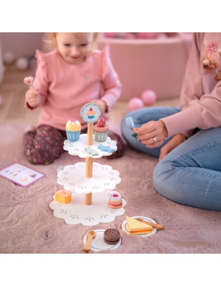 TOOKY TOY Sweets Platter Wooden Stand for Cupcakes and Cakes