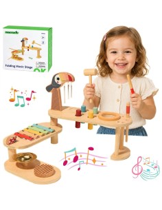 Edukacyjny Stolik Muzyczny Tooky Toy Drewniane Instrumenty 8 el.