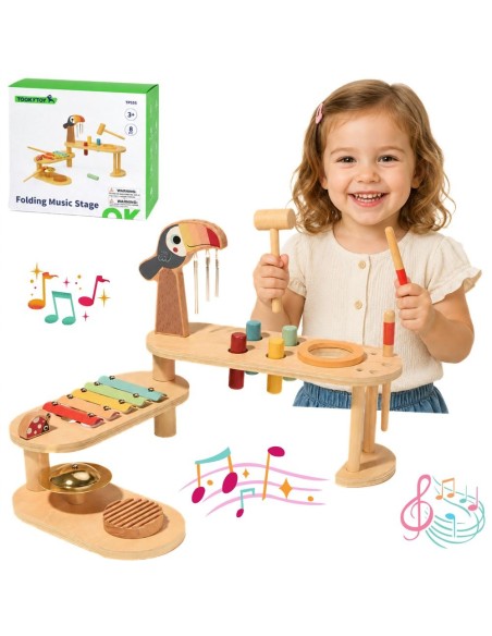 Tooky Toy Educational Music Table Wooden Instruments 8 pcs.