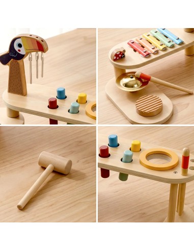 Edukacinis muzikinis staliukas TOOKY TOY, mediniai instrumentai, 8 elementai
