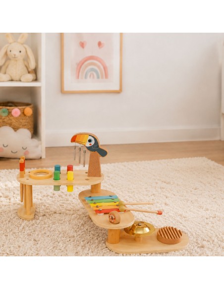 Tooky Toy Educational Music Table Wooden Instruments 8 pcs.