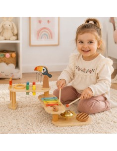 Edukacyjny Stolik Muzyczny Tooky Toy Drewniane Instrumenty 8 el. 2