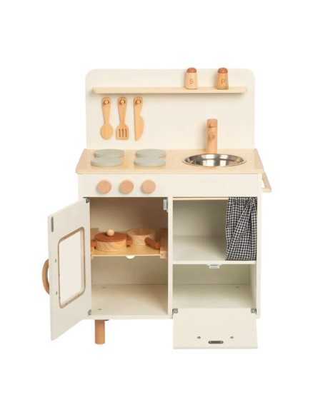 TOOKY TOY wooden beige kitchen for children - 10-piece set